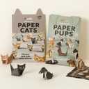 3 x DIY Paper Cats - 50 Sheets DIY Origami Paper to Fold Cute Cat Figures, Fun Craft Activity for Adults , Interesting Craft Activities for Cats Lovers (Dog)