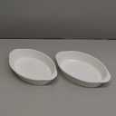 Foraineam 2 Pack 15 oz White Porcelain Oval Baking Dishes, 8.8 x 5.5 x 1.8 Inch Au Gratin Pans Small Table Serving Dish, Lasagna Pan Crme Brulee Bakeware Set with Double Handles, Dishwasher Oven Safe