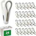 Plastic ClothesPins Heavy Duty Out door 24 Pack with Storage Box, 2.5-Inch Chip Clips with Non-Slip No-Trace Design for Laundry, Drying Clothes,Towels, Crafts, Picture, Food Clips, Home Use and Travel