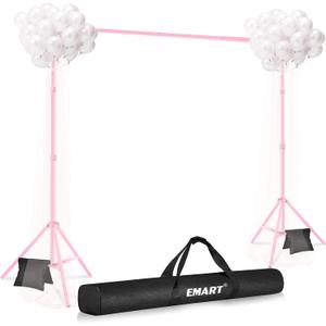 EMART Backdrop Stand 10x7ft(WxH) Photo Studio Adjustable Background Stand Support kit with 2 Crossbars, 8 Clamps, 2 Sandbags and Carry Bag for Parties, Events Decoration, Wedding, Photography -Pink