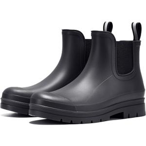 Furuian Women's Ankle Rain Boots Waterproof Chelsea Rain Boots Rubber Boots Women Short Garden Boots Anti Slip Outdoor Lightweight Work Booties (9, Black)