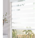 Persilux Blackout Cordless Zebra Blinds for Windows (32" W x 72" H, White) with Upgraded Cassette Free-Stop Light Filtering Dual Layers Sheer Window Shades for Home, Outside and Inside Mount