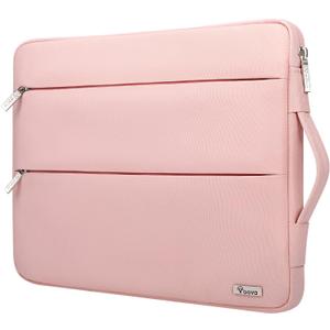 Voova 13 13.6 Inch Laptop Sleeve Case Compatible with MacBook Air 13 M1/M2/M3/M4 2020-2025, MacBook Pro 13/14, IPad Air/Pro 13, Waterproof Slim Computer Bag Cover with Handle, Sakura Pink