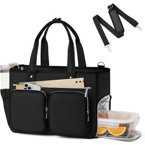 TOPEAST Work Bag for Women, Lightweight Nurse Tote Bag with Food Compartment, Teacher Work Tote with Water Bottle Holder