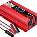 1000W/2000W(Peak) Car Power Inverter DC 12V to 110V/120V AC Converter with LCD Display Dual AC Outlets and Dual USB Car Charger for Car Home Laptop Truck Red