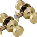 2 Pack Brushed Gold Interior Door Knobs, Satin Brass Pismo Door Knob for Hall & Closet