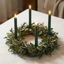 Simplelight Green Flameless Taper Candles with Timer - Battery Operated Advent Wreath Candles, LED Candlesticks, Plastic, H:9 Inch (Green)