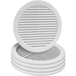 5-Pack 8" Round Air Vent Cover – White Plastic Soffit Air Vent Deflector with Screen Mesh/Surface Mount Wall, Ceiling – Cold air Return Vent Cover - Airflow Register Indoor Outdoor