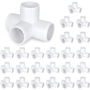24PCS 1/2 Inch PVC Fittings Connector 4 Way - PVC Pipe Fittings Elbow Corner Side Outlet Tee Fitting - PVC Pipe Joint Corner Fitting for Furniture Greenhouse Shed Pipe Fittings Tent