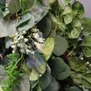 15" Eucalyptus Wreath, Year Round Wreaths for Front Door, Spring Summer Wreath with Green Faux Eucalyptus, All Seasons Evergreen Decor for Inside Farmhouse Festival Celebration Party(3PC)