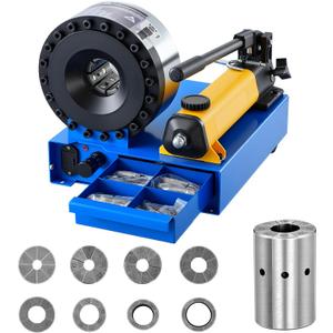VEVOR High Pressure Hydraulic Hose Crimper, Manual Hose Crimping Tool with 8 Dies & 0.24"-1.1" Crimping Range, Suitable for Low & High-Pressure Oil Pipes, Gas/Water/Auto AC Hoses & Cable Joints
