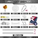 Heavy Duty Flag Pole Kit with Solar Light, 25 FT 13 Gauge Aluminum in Ground Flagpole with 128 LEDs Solar Powered Set for House Outside, with Embroidered American Flag, Residential Commercial, Silver