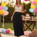 Ficerd 3 Pack Maxi Long Skirts for Women, Ankle Length High Waisted Pleated Flowy a Line Summer Casual Skirts with Pockets(Black, Dark Gray, Navy Blue,Large)