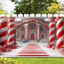 13X6ft Christmas Candyland Garage Door Decorations, Extra Large Candy Christmas Backdrop Background Photo Xmas Holiday Garage Door Covers Murals Backdrops Decoration for Home Holiday Party (Red)