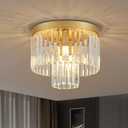 12.6" Gold Crystal Modern Crystal Ceiling Light Fixture, 2-Tier Luxury K9 Crystal, for Dining Room, Kitchen, Island, Living Room, Bedroom