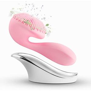 Ronux Silicon Facial Cleansing Brush - Electric, Rechargeable, Waterproof IPX7 - Rotating Magnetic Beads - 4 Function Modes - Face Massage for Deep Cleaning - Magnetic Charging Base - Ergonomic Handle