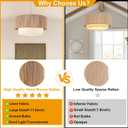 Plug in Pendant Light, 18" Rattan Plug in Chandelier with Linen Fabric Shade, E26 On/Off Switch, Plug in Hanging Pendant Light for Dining Room Living Room Kitchen Foyer
