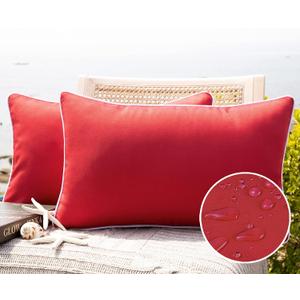 Phantoscope Pack of 2 Outdoor Waterproof Solid Throw Decorative Pillow Cover Decorative Square Outdoor Pillows Cushion Case Patio Pillows for Couch Tent Sunbrella, Red 12x20 inches 30x50 cm Phantoscope Pack of 2 Outdoor Waterproof Solid Throw Decorative Pillow Cover Decorative Square Outdoor Pillows Cushion Case Patio Pillows for Couch Tent Sunbrella, Red 12x20 inches 30x50 cm