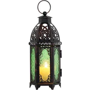 DECORKEY Christmas Decorations for Home, 11 Medium Size Vintage Metal Hanging&Tabletop Candle Holder Decor, Halloween Ramadan Decorations for Indoor Outdoor Porch Patio (Green)