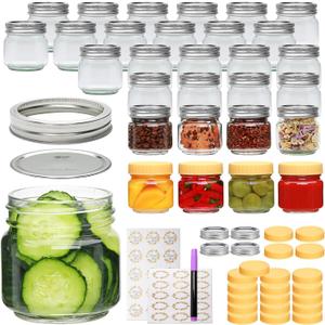 30 Pack 8oz Mason Jars with Lids,Half Pint Canning Jars,Small Glass Canning Jars,Samll Mason Jars for Jam, Honey,Candy,Spice, Clear 