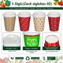 Zhehao 160 Sets/ 480 Pcs Disposable Coffee Cups Christmas Paper Cups with Lids and Sleeves for Cold Drink Tea Hot Cocoa Chocolate Holiday Xmas Party Supplies, 4 Designs(Classic Style, 12 oz)