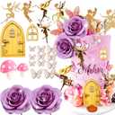 JeVenis Purple Fairy Cake Decoration Mushroom Cake Decoration Fairy Cake Decoration Garden Fairy Cake Decoration Flower Cake Decorations