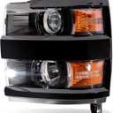Headlights Assembly Compatible with Chevy Silverado 2500HD 2015-2019,Headlamp Halogen Driver Side Replacement GM2502439 84388596Black