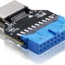 EZDIY-FAB USB 3.0 (USB3.1 Gen 2) Internal Header (19-Pin) to USB 3.1/3.2 Type-C (20-Pin) A-Key Front Panel 180 Degrees Adapter, Extend USB Type E Ports to PCs Front Panel USB Ports