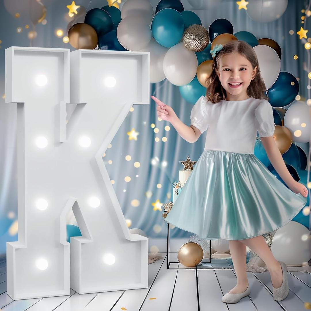 Marquee K 3 Feet Tall, Cool White Light Up Letters, Large Marquee for Birthday Anniversary Graduation Party Decoration, Giant Letters for Events (DIY Kit)