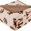 CAPT.SNOOZE Waterproof Dog Blankets Pet Blanket 50"x60", Soft Fluffy Sofa Car Bed Protector, Reversible Sherpa Fleece Dog Blanket for for Small Medium Large Dogs Cats (Beige-House)