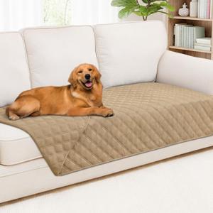 Smiry Waterproof Dog Bed Cover Pet Blanket, Soft Washable Dog Blanket for Furniture Bed Couch Sofa Reversible, Checkered (40"x70", Camel/Camel)