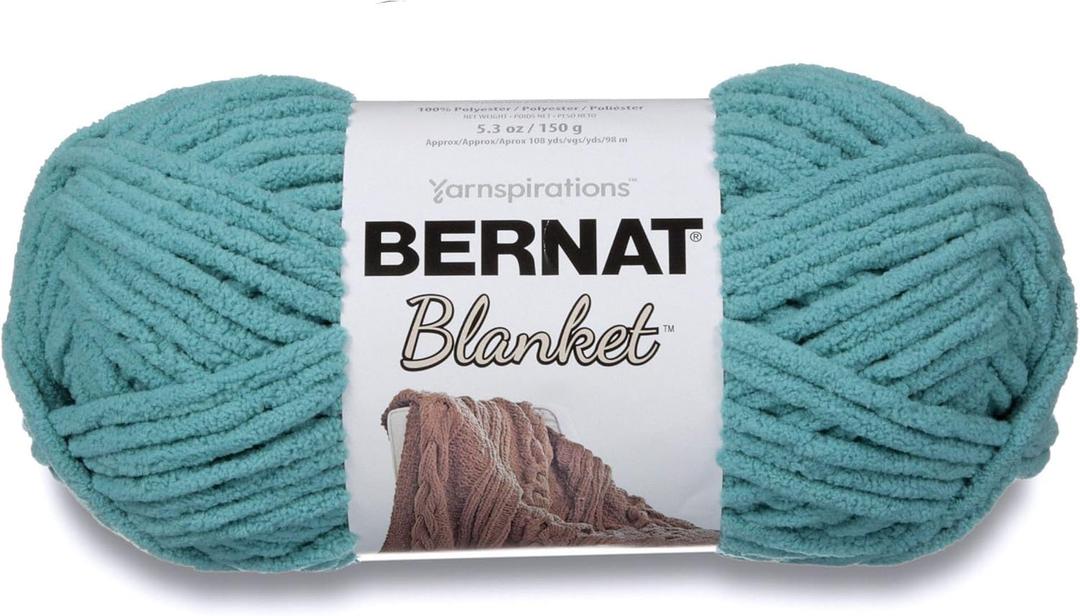 Bernat Blanket Super Bulky Yarn, 5.3oz, Guage 6 Super Bulky, Light Teal (Small Ball)