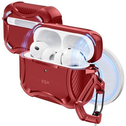 ESR for AirPods Pro 4 Case (2025), Compatible with Airpods Pro 3rd Generation Case (USB-C Cable), Magnetic Lid, MagSafe Ready, Powerful Drop Protection, Cyber Series, Red