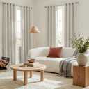NICETOWN Linen Blend 100% Blackout Ivory Curtains for Living Room, White Liner Composite Thermal Drapes Casual & Relax Sound Reducing Window Treatments for Bedroom, W52 x L96, 2 Panels