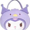 Hello Kitty and Friends Official Kuromi Heart Pail Accessory - 12-Inch Embroidered Treat Pail with Character Design and Carry Handle