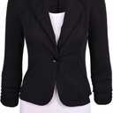 Aulin Collection Women's Casual Work Solid Color Knit Blazer (Black, S)