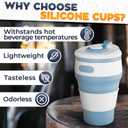 2-Pack Collapsible Cups for Mother's Day 11oz Leakproof Coffee Travel Mug, Silicone, Foldable and Portable for Hiking, Camping, Office | Lightweight and Collapsible Coffee Cups for Outdoor Use