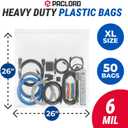 26" x 26" Extra Large Reclosable Plastic Zip Bags, 50 Count