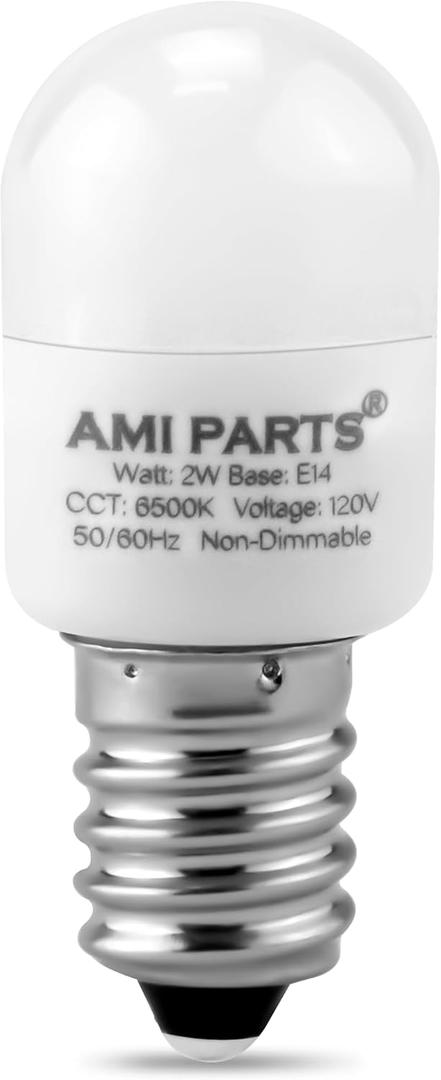 AMI PARTS W11160686 W11518235 Freezer Refrigerator Light Bulb - Waterproof Appliance Bulb Replacement for Maytag Whirlpool, Freezer Light Bulbs Replacement 6500K Non-Dimmable120V 2W A15 E14 Base