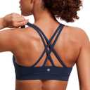 CRZ YOGA Naked Feeling Strappy Padded Sports Bras for Women - Fitness Workout Top Criss Cross Back Yoga Cami (Medium, Navy)