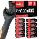 Heavy Duty 6 Mil Black Nitrile Gloves - Disposable, Latex & Powder Free | Mechanic, Food Prep & Tattoo | Rubber Gloves for Cooking, Cleaning & Household |Bulk Case of (1000) (Small)