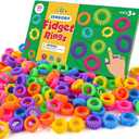 Fidget Rings Sensory Toys for Kids: 50 Pack Textured Sensory Rings - Bulk Fidgets for Classroom Prizes - Quiet Fidget Toys for Autism Stress Relief -Fun Party Favors Sensory Bin Filler