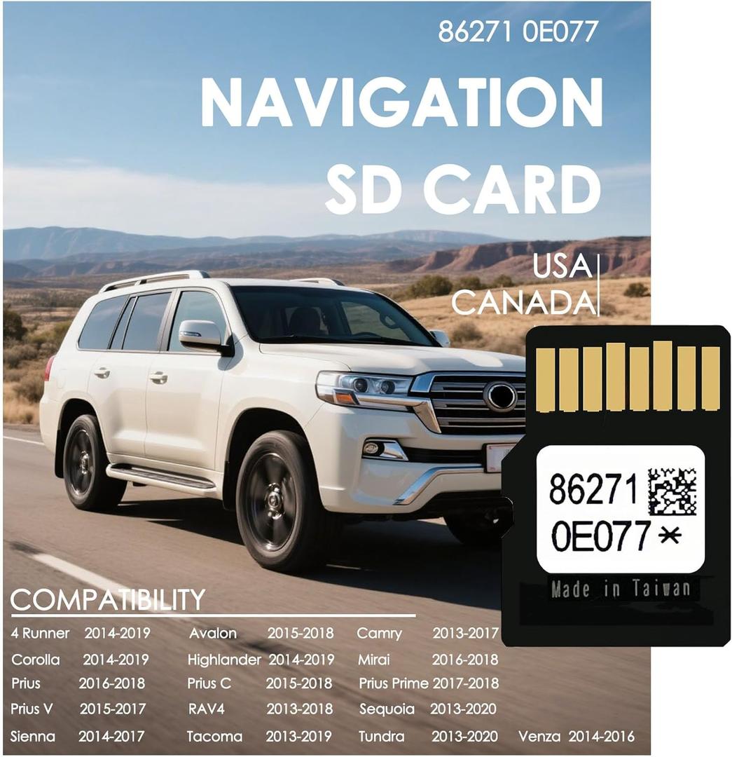 2025 Latest Version 86271 0E077 Navigation Update SD Card Compatible with Toyota, Updates GPS Maps for USA and Canada