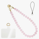 Handmade Natural Gemstone Gold Beaded Charm Cell Phone Camera Lanyard, Wrist Strap, Phone Chain String, Keychain Decor for Wallet, Stanley Cup Accessories (Rose Quartz)