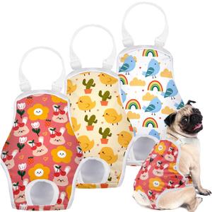 MICOOYO Dog Diaper Onesie Sanitary Pantie with Adjustable Suspender Washable Dog Period Panties Doggie Diapers Pet Underwear Female Dogs Diapers for Heat (Animals, S/M)