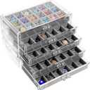 Rock Display Case for Kids, 90 Grid Rock Collection Box Rock Display Organizer Storage Compartments Acrylic Clear Display Case with 5 Drawers for Gemstone Fossil Crystal Stone Collectibles