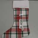 Classic Tartan Plaid Christmas Stocking with White Cuff, Large Family Fireplace Stocking for Holiday Party Decor