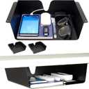 KHAMAL Under Desk Storage Shelf 2 Pack- Under Desk Drawer With Built in Cable Management For Home, Office, Gaming Setups, Kitchen (Black)