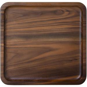 Winterworm Rustic Walnut Wooden Tray Solid Wood Serving Tray Square Rectangle Platter Tea Tray Coffee Table Tray (Square Small (6.3 x 6.3 inch))