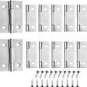 12 PCS 2 inches High-end Stainless Steel Mini Small Hinges with 48 Screws, Suitable for DIY Wooden Boxes, Small Cabinets, Jewelry Boxes Flat Hinges, Furniture, Woodworking Craft Project, Silver
